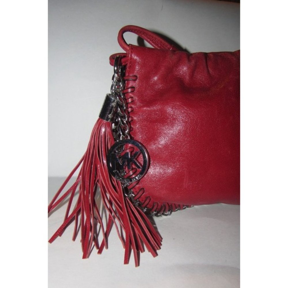 Michael Kors Circular Red Leather Crossbody - Picture 12 of 12